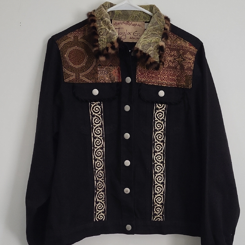 BLACK DENIM JACKET BY TAYLOR G DALLAS TX, Large